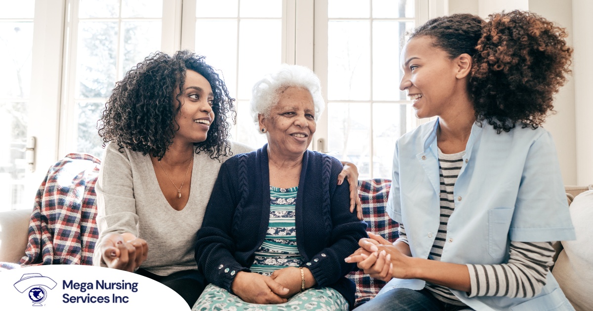 An older woman smiles as a younger woman visits her and hugs her, showing the effect that acts of kindness can have on senior loved ones.