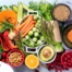 An array of healthy food represents a diabetes-friendly diet.