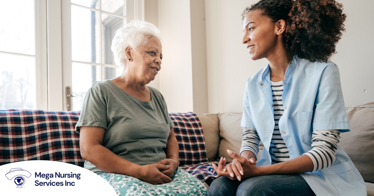 A caregiver sits and spends time with a client, representing how non-medical home care can benefit older loved ones.