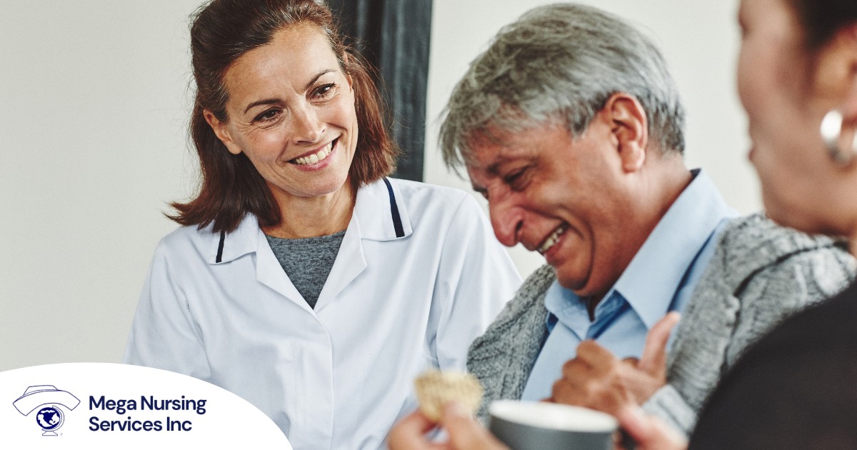A woman smiles while with clients showing how you can enjoy senior caregiver jobs.