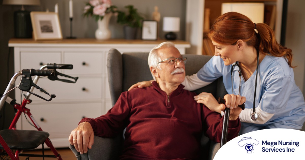 A caregiver helping a woman with a walker make her senior home safer.