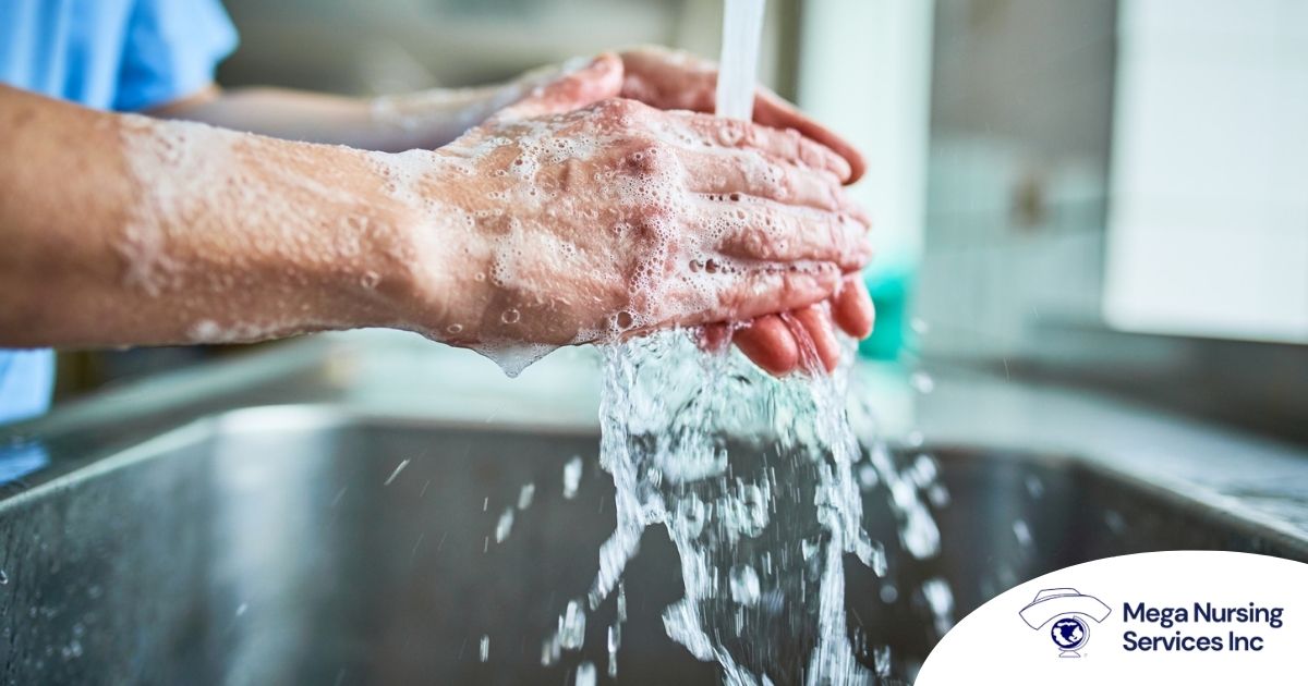 Observing hand hygiene as a part of caregiver wellness during flu season.